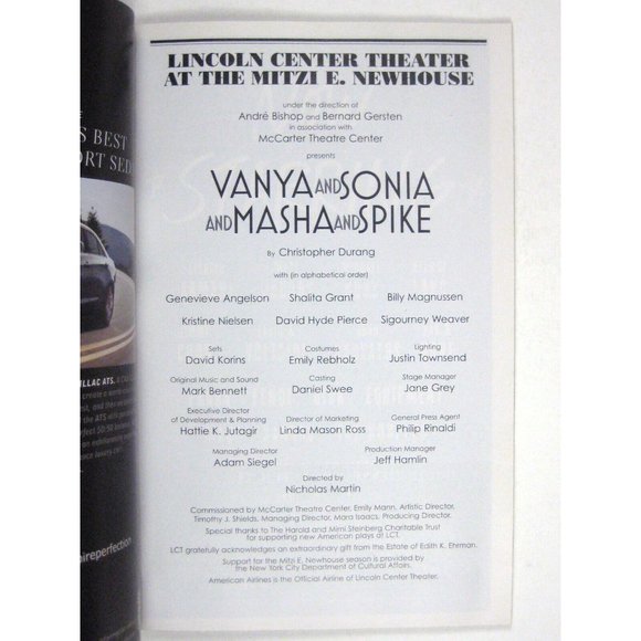Vanya Sonia Masha Spike Playbill November 2012 Sigourney Weaver David Pierce - Picture 4 of 7